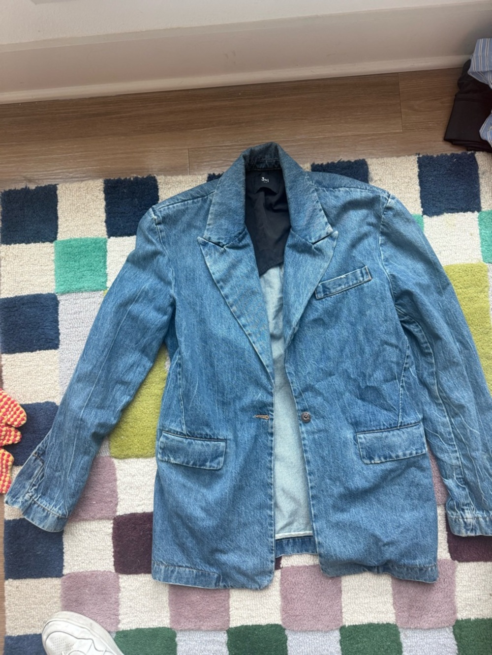 3x1 Denim Blazer Jacket in Light Blue